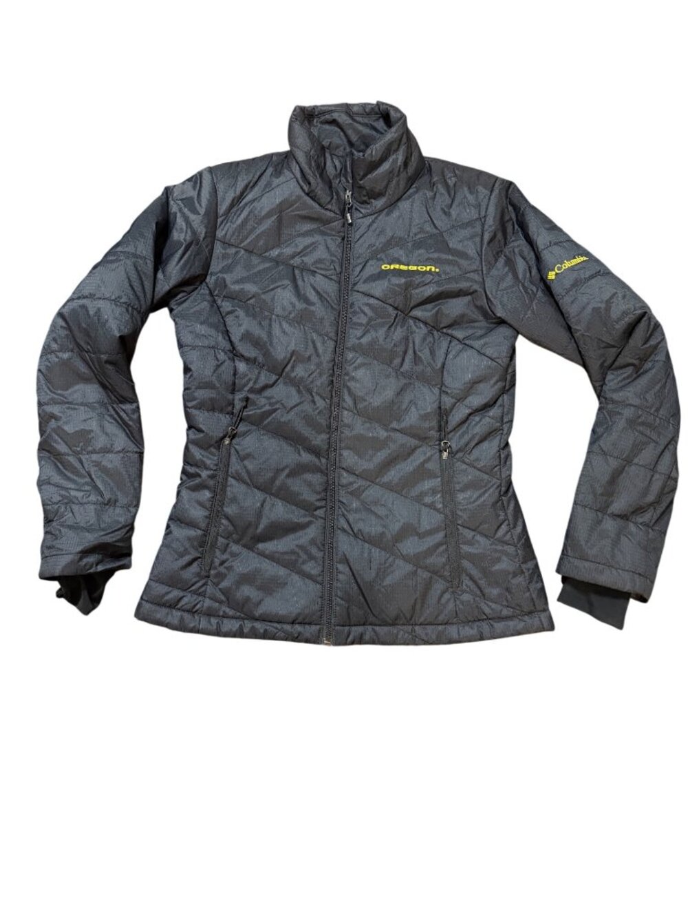 Columbia Womens Oregon Ducks Black Quilted Jacket S Lightweight Warm Stylish